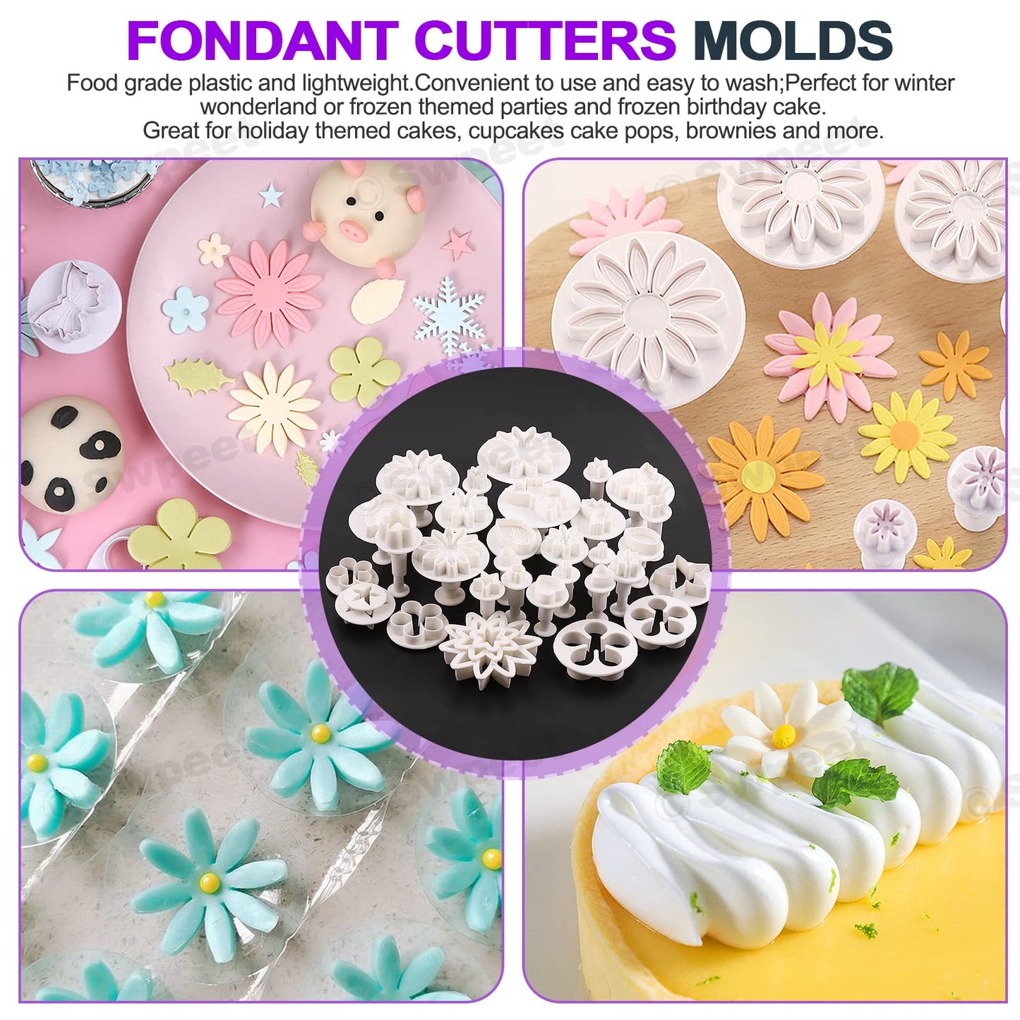 Swpeet 122Pcs Green Clay Extruder Gun and Fondant Cake Mold with Cookie Plunger Cutter Tool Polymer Clay Cutters Kit, Perfect for Clay Cake DIY Craft Cake Decorating Supplies Modeling Tool