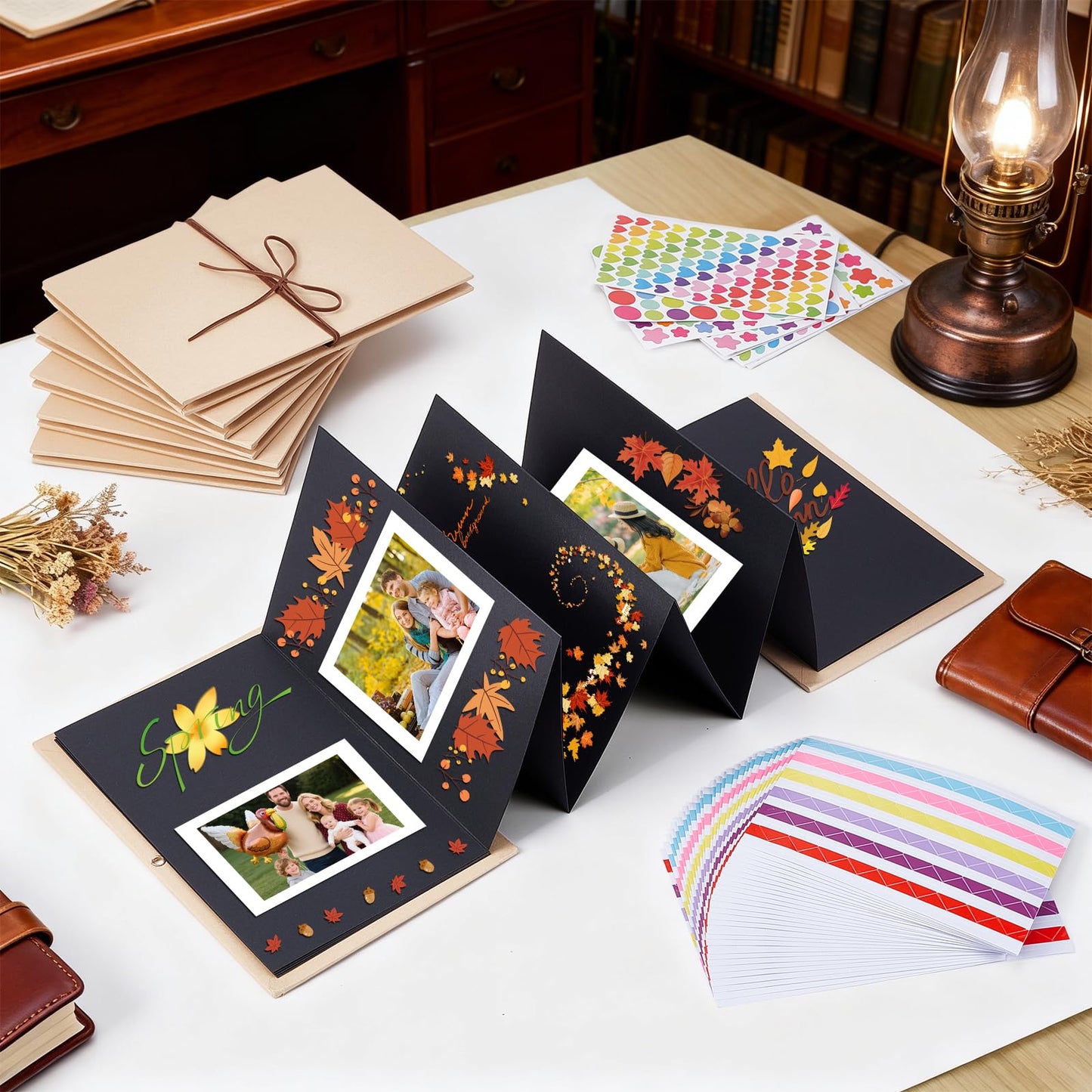 INTERWARM 10 Pcs Scrapbook Album 8x6Inch Small Paper Memory Book with DIY Accessories Kit, Folding Photo Collection for Anniversary, Graduation, Wedding, Valentine's Day(Colorful)