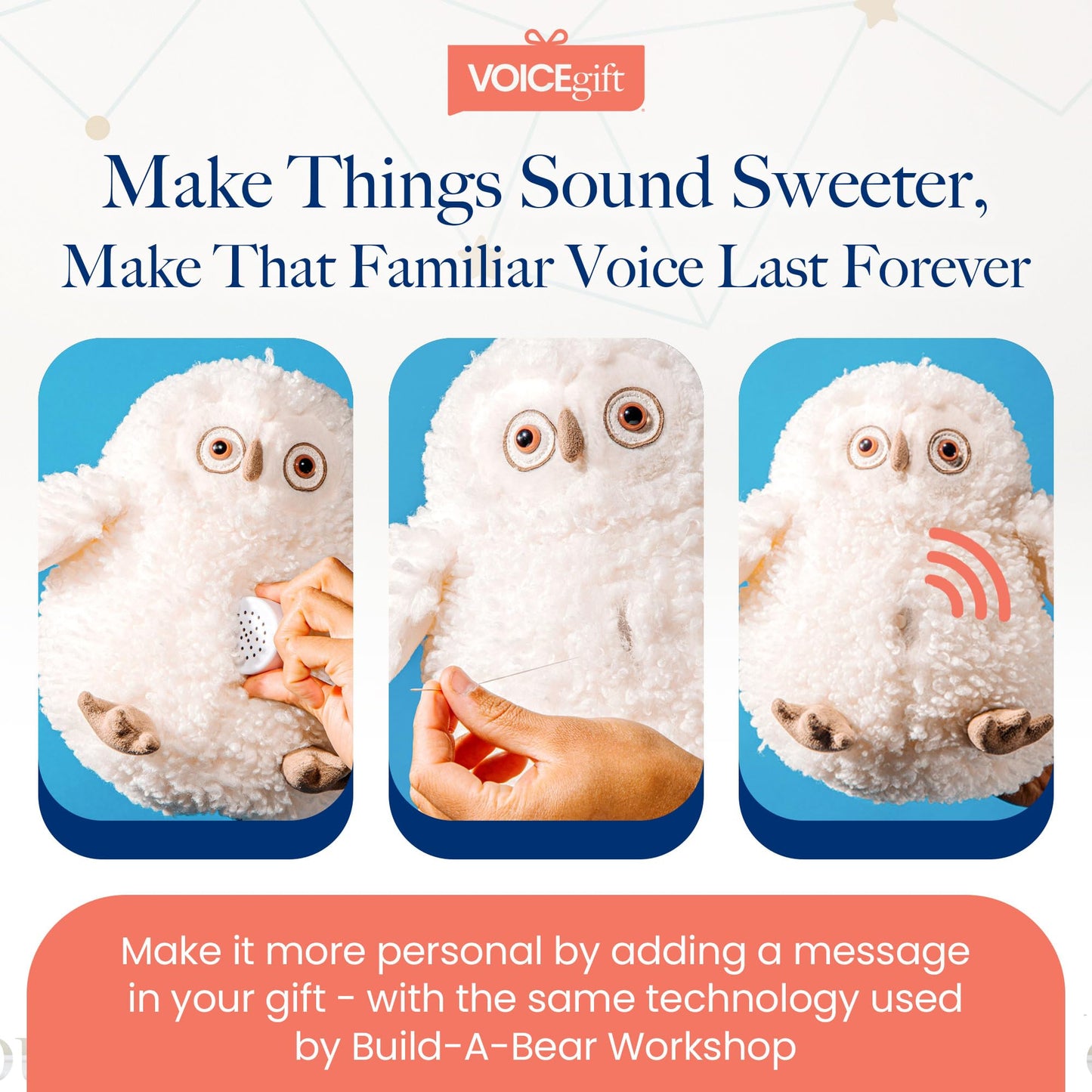 VOICEGIFT Mini-Me, 60-Second Multi-Message Audio Recorder for Plush Toys, Quilts, Pillow, Crafts, Playful Mini Voice Gift Inserts for Custom Sound Gifting & DIY Projects 1-Pack