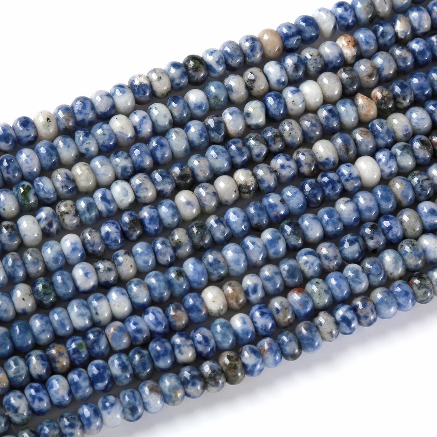 5x8mm 76pcs Natural Stone Blue Sodalite Rondelle Spacer Loose Beads Abacus Disk Stone Round Loose Gemstone Beads for Jewelry Making DIY Bracelet Necklace