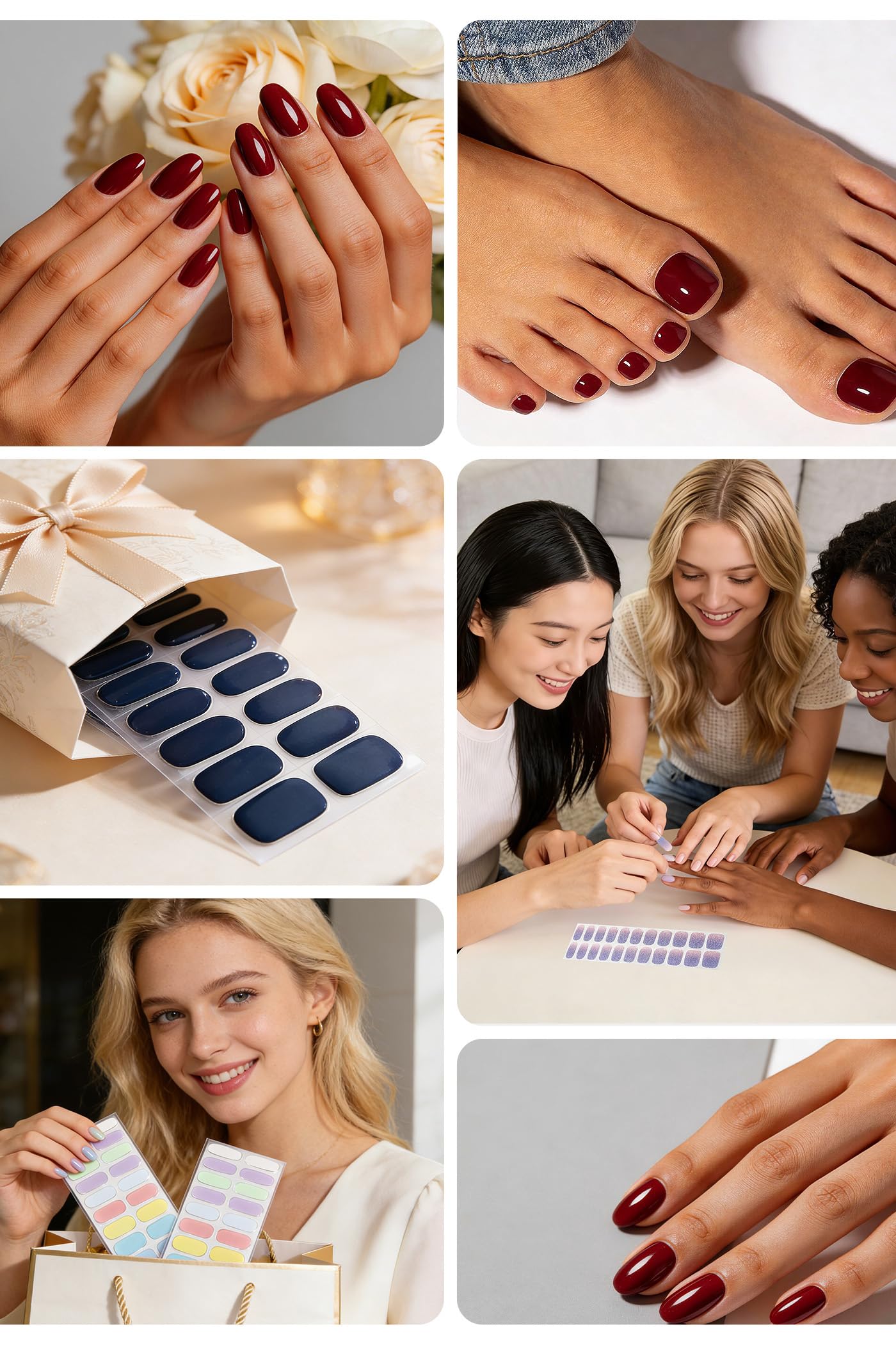 Gel Nail Strips 44Pcs, No UV/LED Lamps Needed, Pre-Cured Nail Stickers for Women Salon Quality, Polish Wraps Long Lasting, Easy Apply & Remove (Brown)