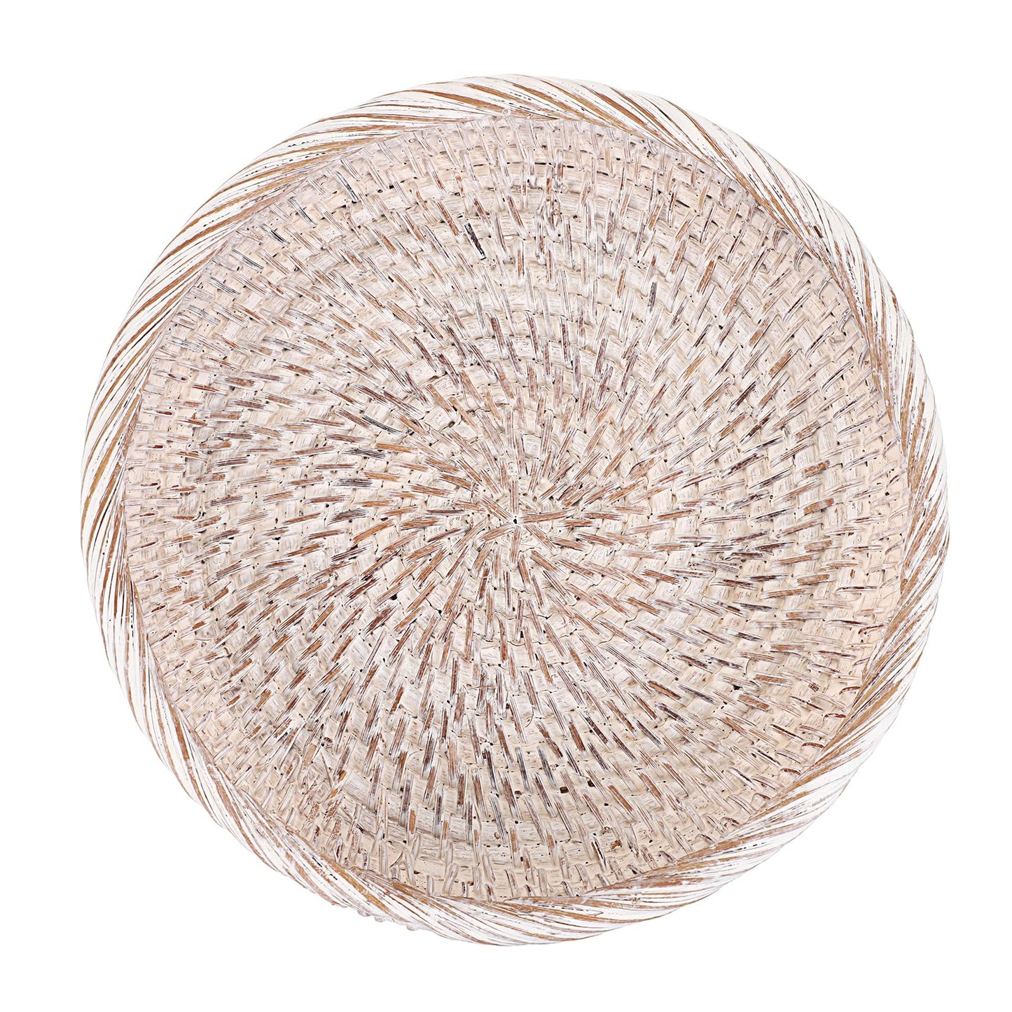 Hipiwe Small Key Basket Bowl for Entryway 7.6" Round Woven Wicker Basket Fruit Serving Tray Woven Basket Wall Decor Rattan Organizer Basket for Keys, Wallet,Whitewash