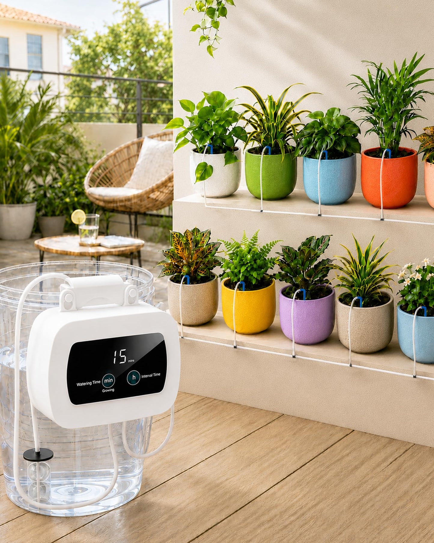 Bamworld Automatic Plant Waterer for 10 Potted Plants Indoor Automatic Watering System for Garden Plant Watering Devices with Adjustable Timer Auto Irrigation System for Garden Potted Plants Outdoor