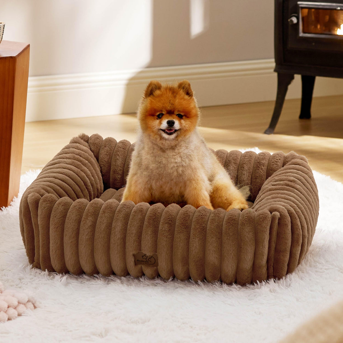 Bedsure ComfyFleece® Cute Dog Beds Large Sized Dog Washable，36in Cream