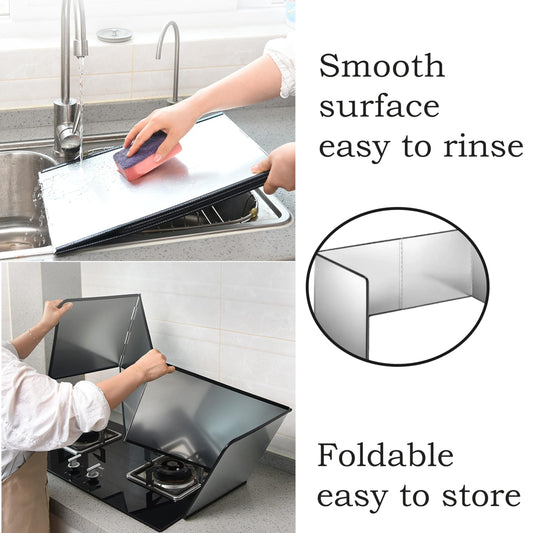 Splatter Screen - 4 Sided Stainless Steel Grease Splatter Guard for Frying Pan, Fine Mesh Oil Splash Protector, Stove Top Splatter Shield, Easy Clean & Durable Kitchen Essential