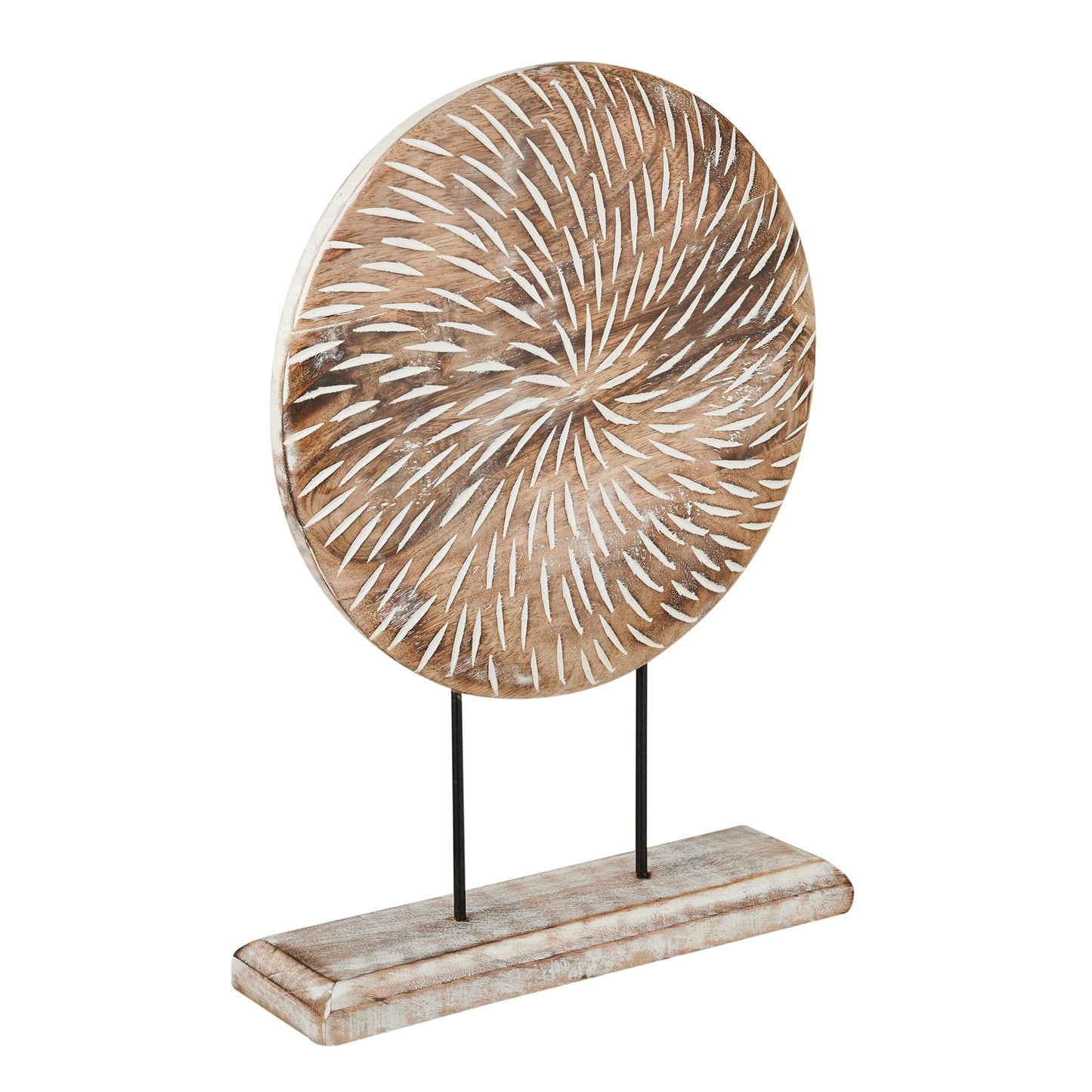 Eximious India Farmhouse Table Sculpture Home Decor Statue Mandala Carved for Modern Home 10" x 14", Living Room, Fireplace Mantel Shelf, Table and Entryway Decor Stand KHST14