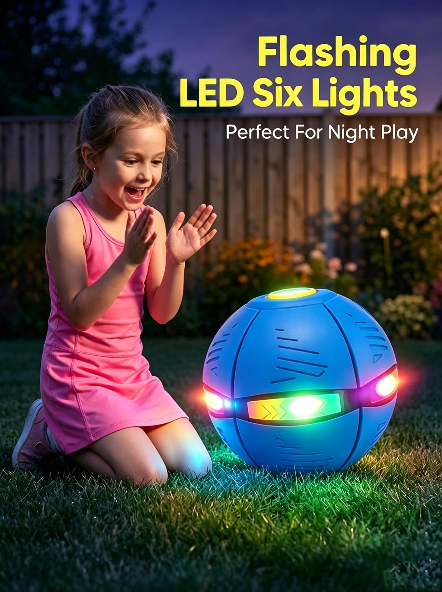 Magic Deformation Ball,Meta Ball,Metaball (2026 New Version)Kids Bouncy Ball, Interactive Flying Saucer Pop-Up Toy,Magic Energy Ball, Gift Pack,Collapsible Delay Frisbee Disc Toy with 6 Lights
