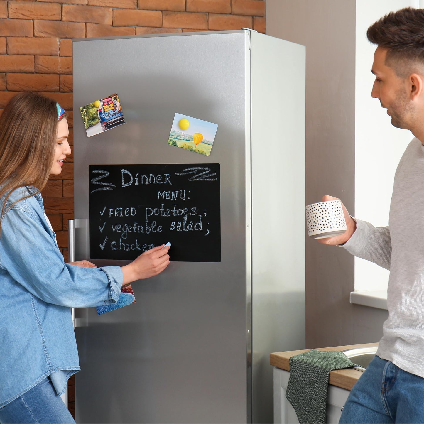 Magnetic Chalkboard Wallpaper Stick and Peel, 47" x 94"Chalk Board Contact Paper with Adhesive on Wall for School, Office, Kitchen Fridge, Drawing
