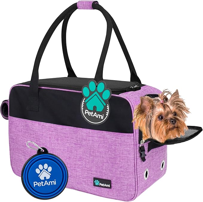 PetAmi Small Dog Purse Carrier with Pockets, Airline Approved, Chevron Teal