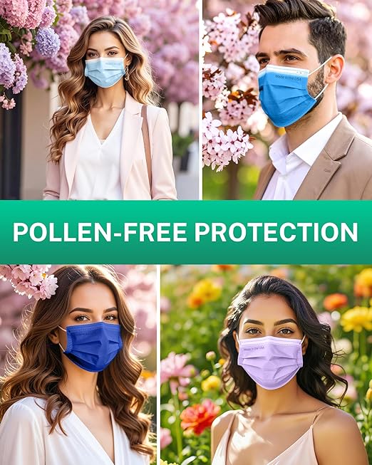 Disposable Face Masks Made in USA, 4 Ply for Families, Students, Breathable All-Day Wear & Safety, FSA HSA Eligible, ASTM Level 3 Medical Grade, 50 Pack, Royal Blue