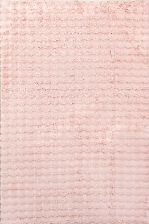 nuLOOM 7'6' x 9'6' Cozy Plush Area Rug, Machine Washable, Non-Slip, Soft Fluffy Shag Carpet for Living Room Bedroom Kids Room Nursery Home Decor, Jeni Blush