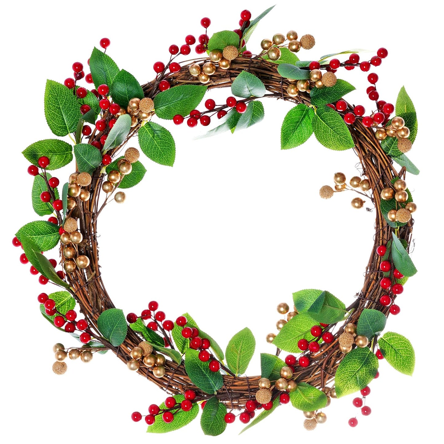 Grapevine Wreath Set, Marrywindix 1 Piece Natural Vine Branch Wreath Christmas DIY Rattan Wreath Garland for Christmas Holiday Craft Wedding Decor (14 in.)
