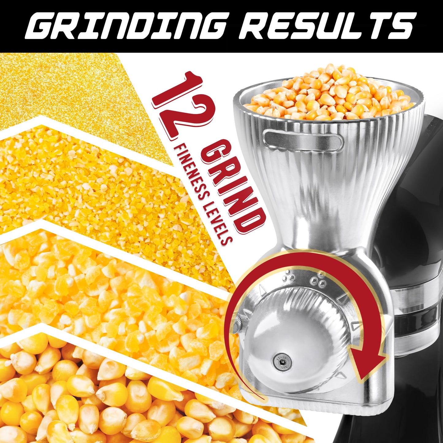 GLINK All Metal Grain Mill Attachment for KitchenAid Stand Mixer,12 Levels Grain Mill Grinder, Grain Mill for Flour, Wheat, Corn, Oats, Buckwheat, Millet and Other Cereals