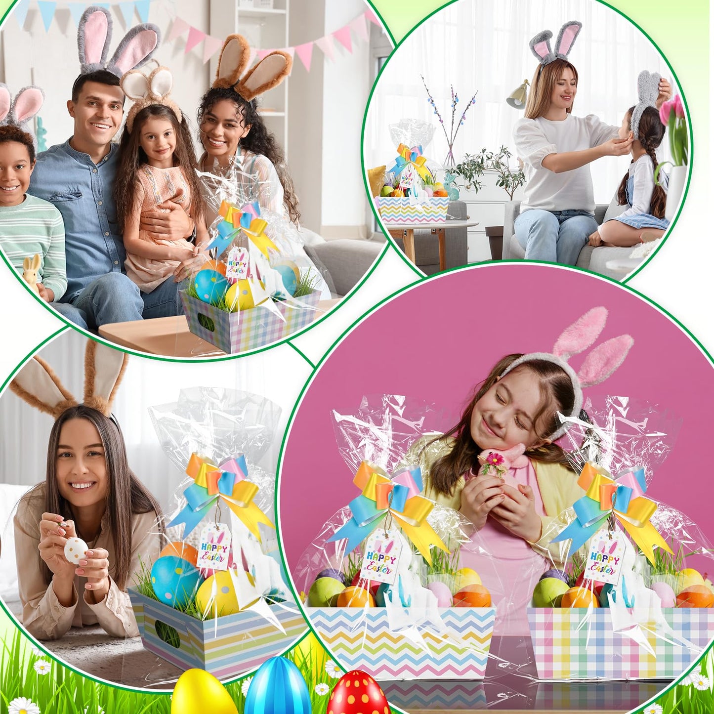 Cinrobiye 12 Pcs Pastel Basket for Gifts Bulk DIY Empty to Fill Kit Candy Tray Favor with Include Wrap Bags Pull Bows for Spring Holiday Baby Shower Wedding Anniversaries Birthdays Party