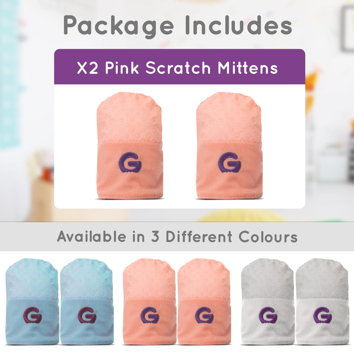 Gummee Glove Anti Scratch Teething Mittens Pink