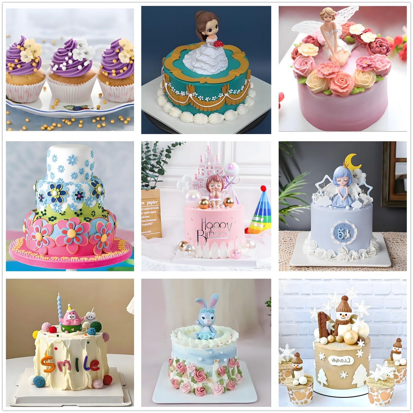 ANSLYQA Cake Decorating Kit, 193 Pcs with Cake Turntable, Leveler, 24 Numbered Icing Tips, 2 Spatulas, 2 Couplers, 3 Scrapers, 50 Pastry Bags, 50 Paper Cupcake Liners & More Baking Tools, (Blue)