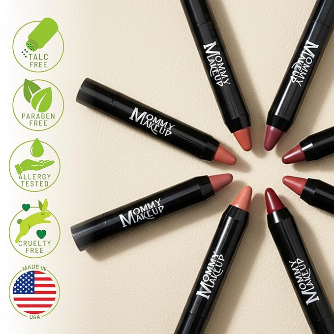 Mommy Makeup Triple Sticks Lipstick, Cream Blush & Teatment All-In-One with Shea & Cocoa Butter - Soft & Creamy Moisturizing Lip Crayon For Lips & Cheeks (Ginger Spice)