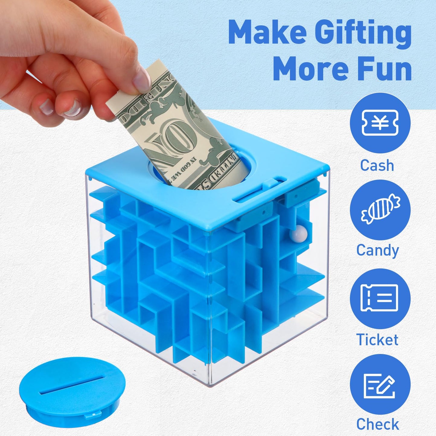 Patelai 2 Pieces 3.03 Inch Money Holder Maze Puzzle Gift Box, Christmas Money Gift Holder Box Fun Maze Puzzle Brain Teasers for Adults (Red, Blue)