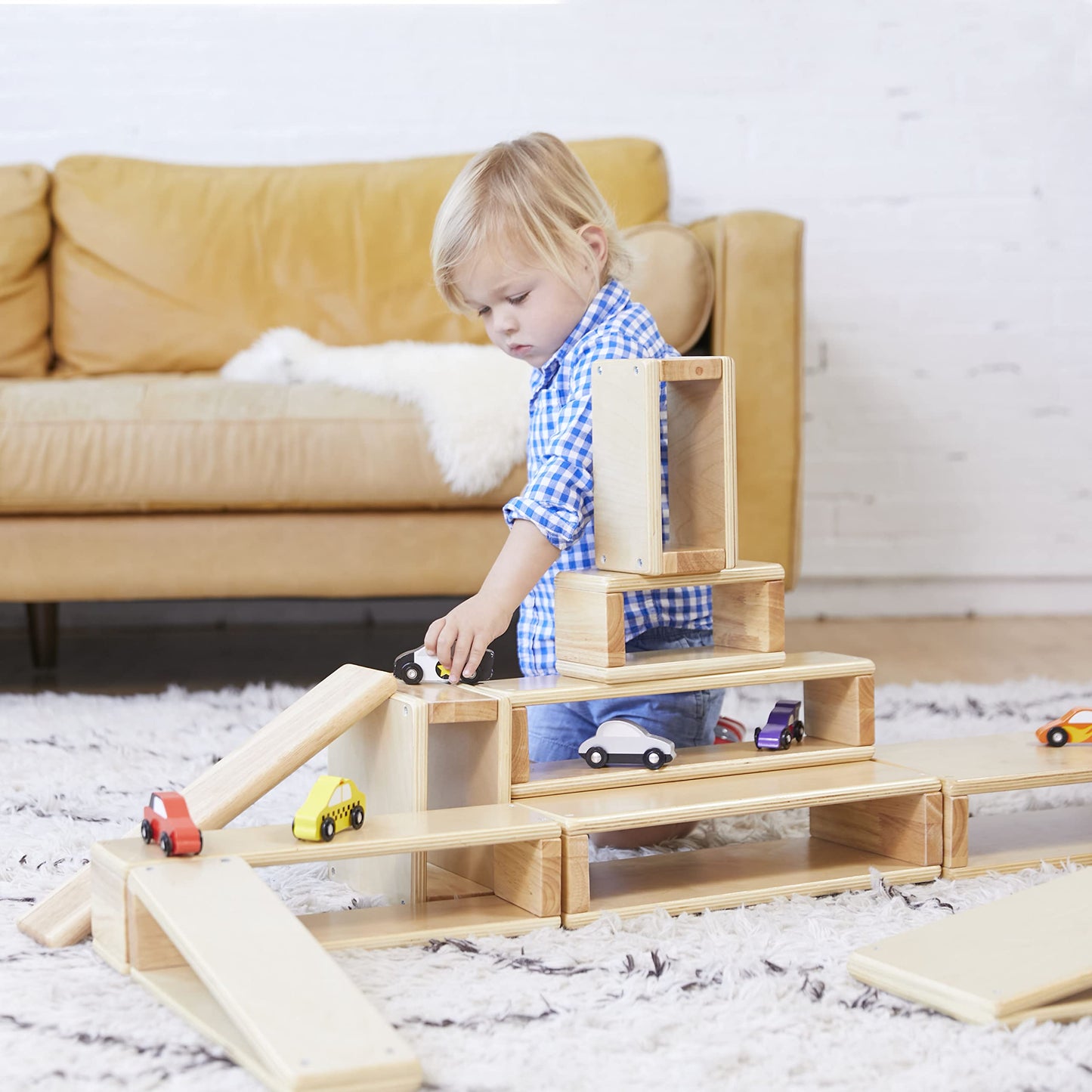 ECR4Kids Wooden Tunnels and Arches Stacking Playset, Montessori Toys, Natural, 18-Piece