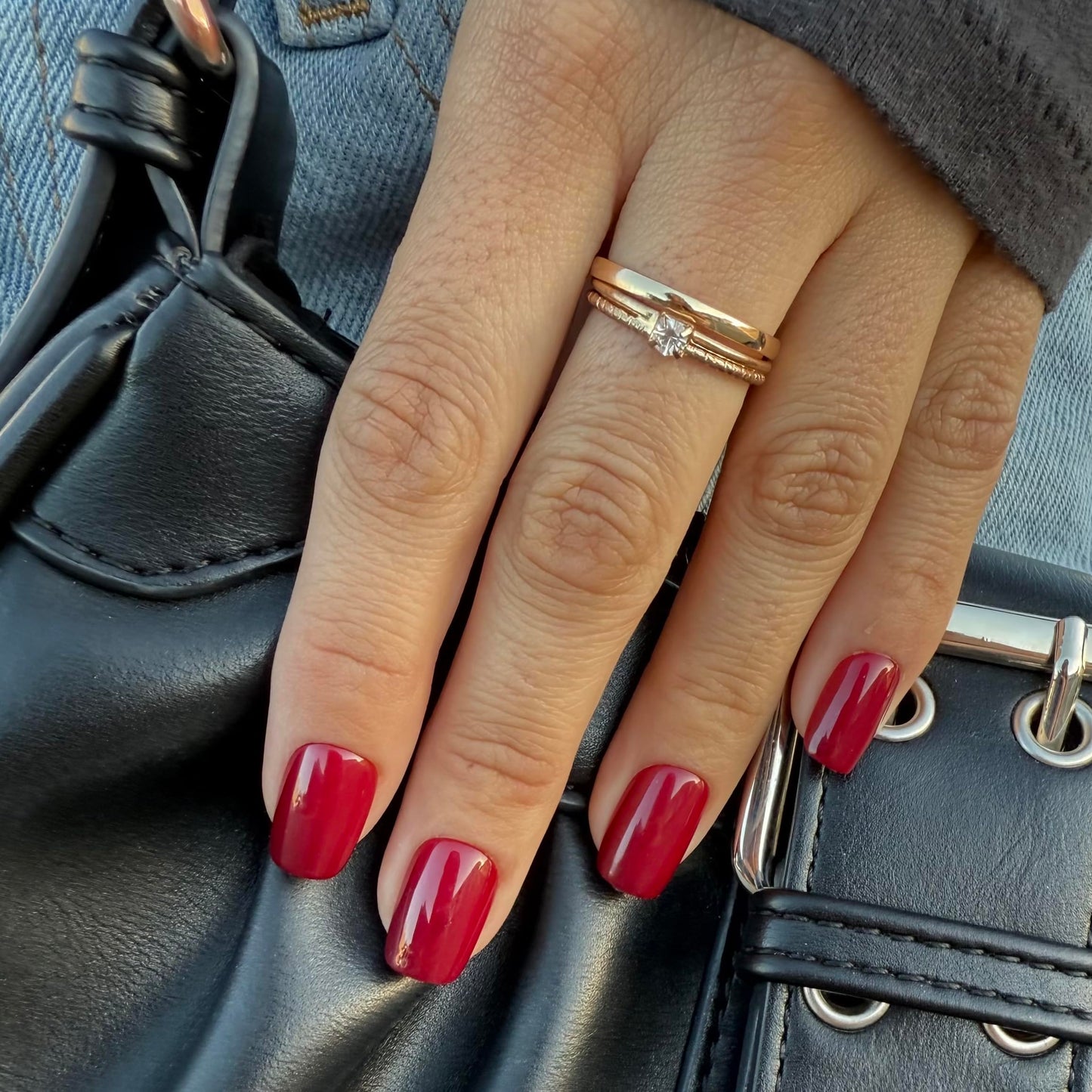 AFTER HOURS Press-On Nails by Lavaa Beauty | Short Square Glossy Bright Burgundy Nails