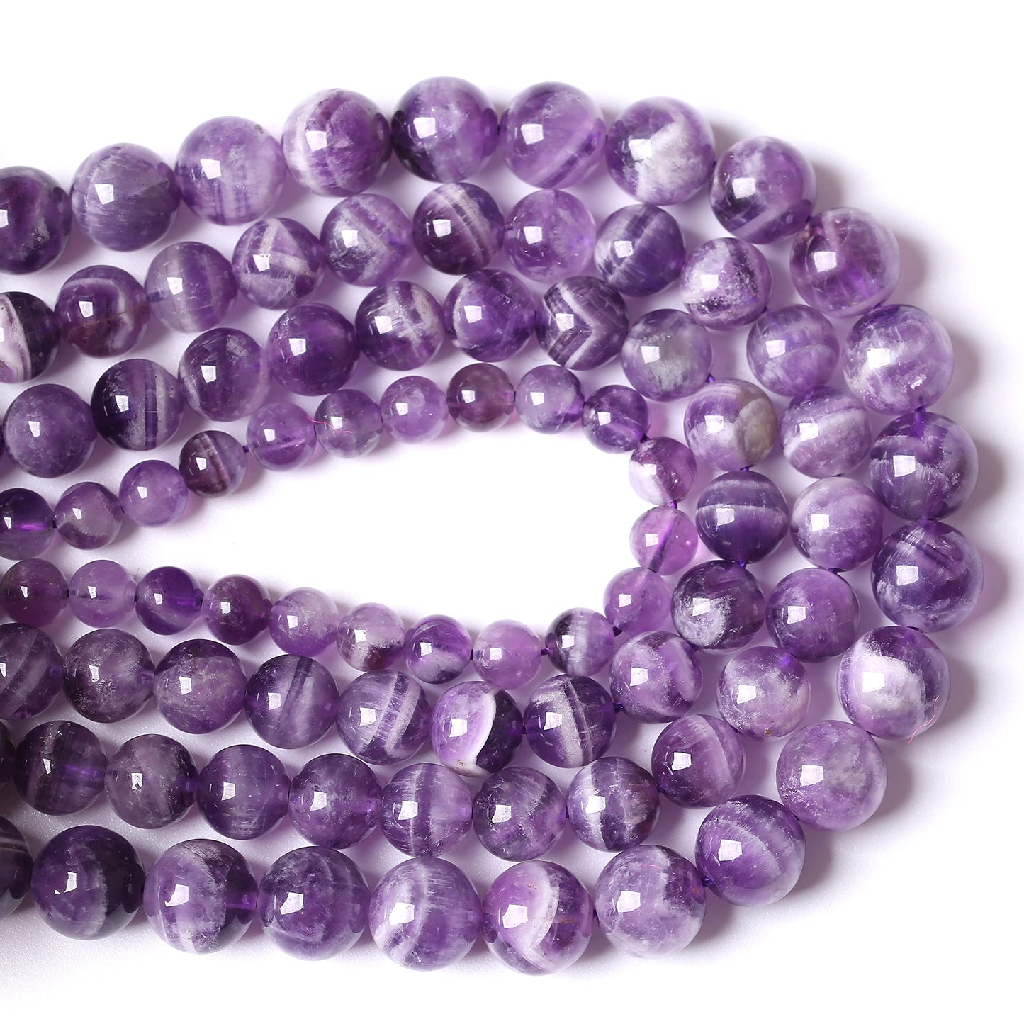 Natural Purple Dream Lace Amethysts Beads Crystal Round Loose Beads for Jewelry Making 6mm 60PCS 1 Strand 15" (Purple Dream Lace Amethysts, 6mm)