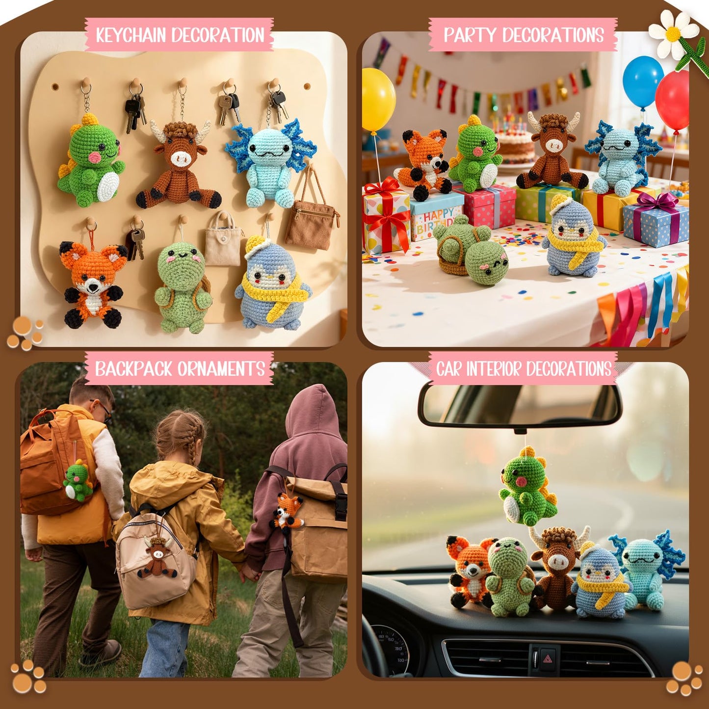 OurWarm 6PCS Crochet Kit for Beginners, DIY Crochet Animals for Great Gifts, Knitting Kit for Beginners with Step-by-Step Video Tutorial, Crocheting Kits for Manual Lovers Birthday and Holiday Gift
