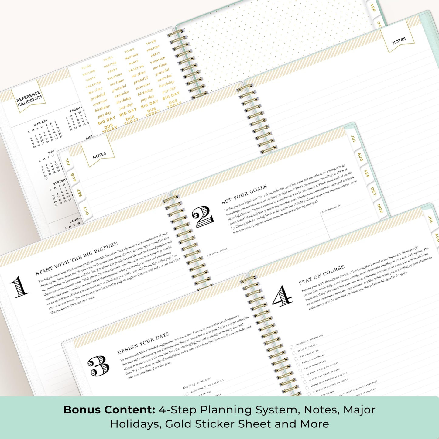 Blue Sky Day Designer 2026-2027 Weekly and Monthly Academic Year Planner Calendar, July 2026 - June 2027, 8.5" x 11", Flexible Cover, Laminated Tabs, Storage Pocket, Includes Stickers, Secret Garden Mint