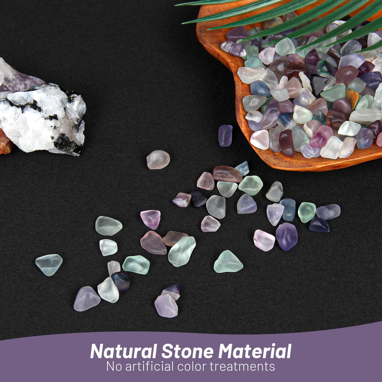 1.1lb Natural Crushed Fluorite Crystal Tumbled Chips-Healing Crystals Chips Bulk, Crushed Crystal Gemstones for Crafts, Beautiful Package for Gift (Fluorite)