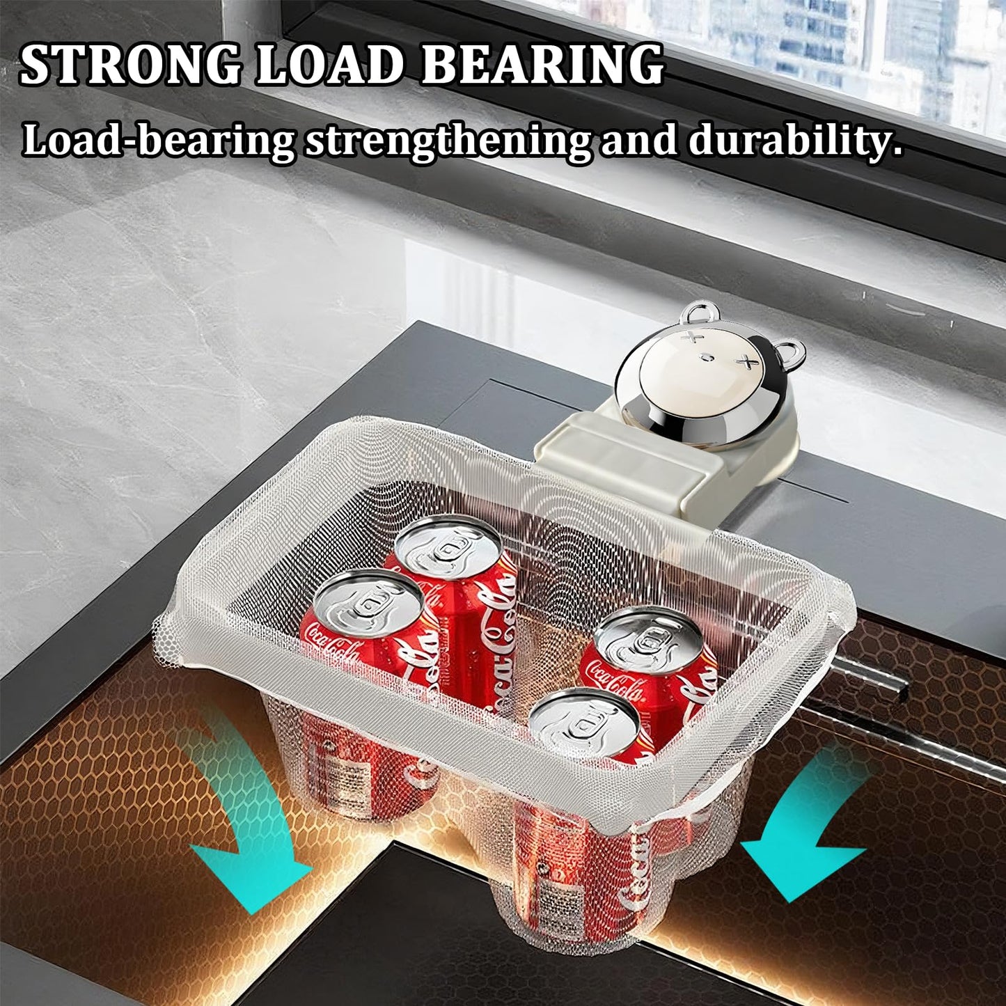 Foldable Kitchen Sink Strainer with Filter Mesh Bags, Food Waste Filter Basket, Suction Cup Folding Washing Vegetables and Fruits Drying Bag Holder (White)