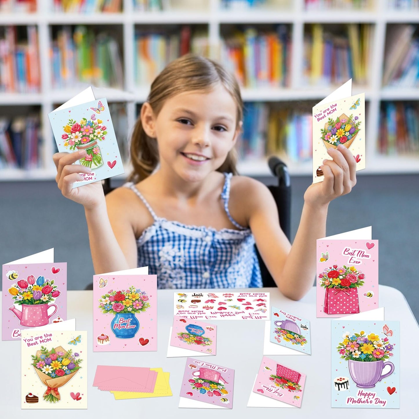 80UncleKimby 28Sets Mother’s Day Crafts Card Making Kit DIY 3D Cards with Envelopes Arts Craft Classroom Exchange Party Favors Bulk Supplies