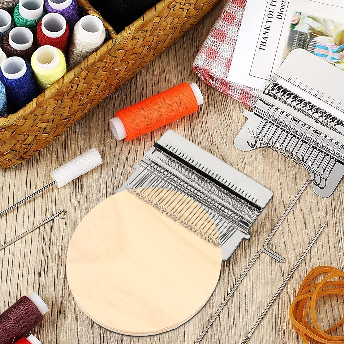 Small Loom Speedweve Type Weave Tool - Mini Wooden Weaving Loom Kit Convenient Darning Loom Mending Loom Knitting Loom for Craft DIY Weaving Arts Darning Tool for Jeans, Socks and Clothes (28 Hooks)