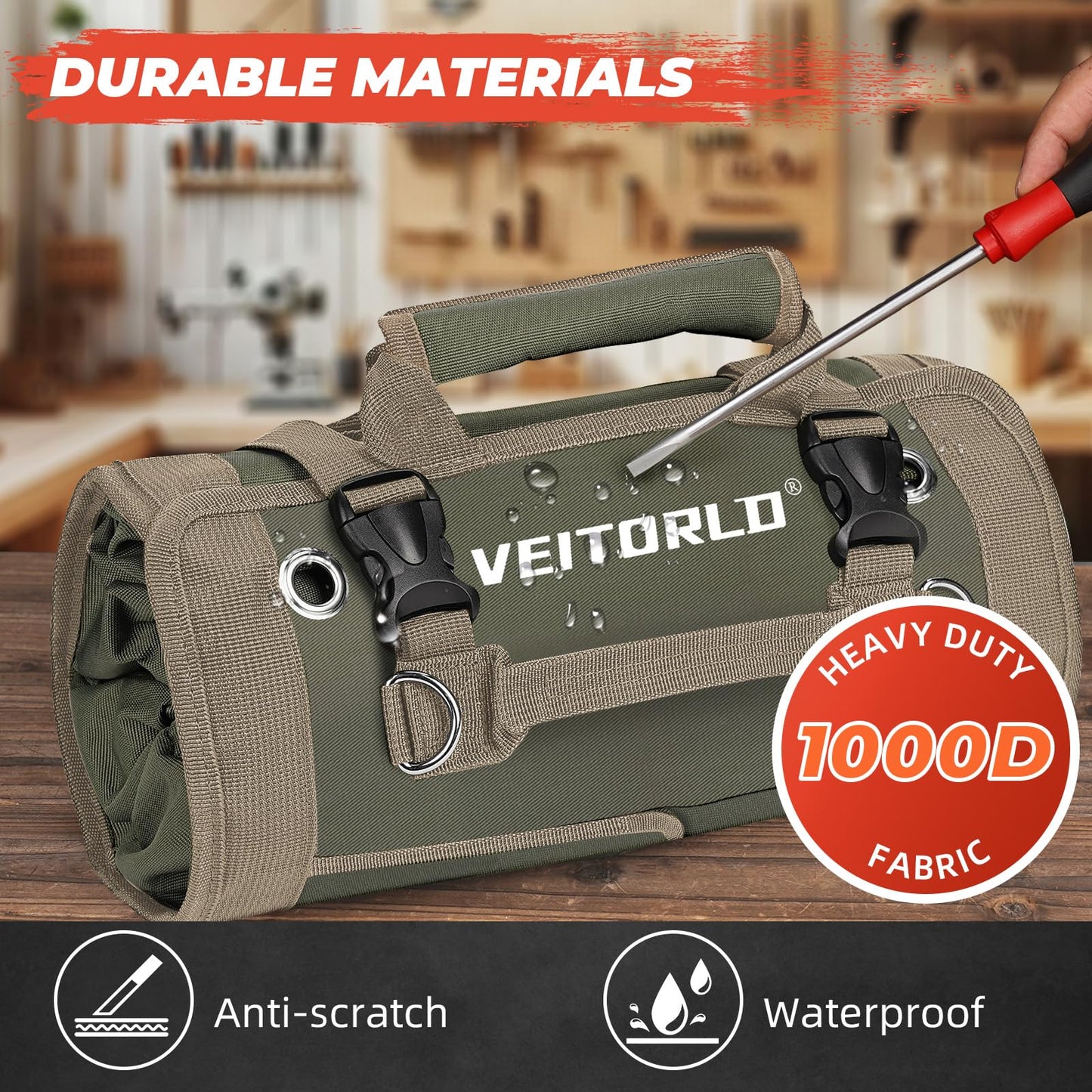 Veitorld Tool Roll Up Bag Power Tool Organizer, Heavy Duty Modular Wall Mount Rack for Garage, Tool Storage Organizer - Christmas Birthday Gifts for Men Dad Him Husband