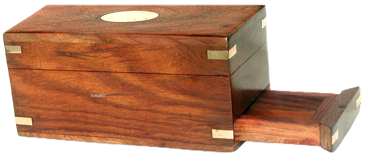 TOSQP27 Secret Enigma Brainteaser Puzzle Box Case Holder with Hidden Compartment Wooden Unique Brain Teaser Box for Gift Money Conceal Cash