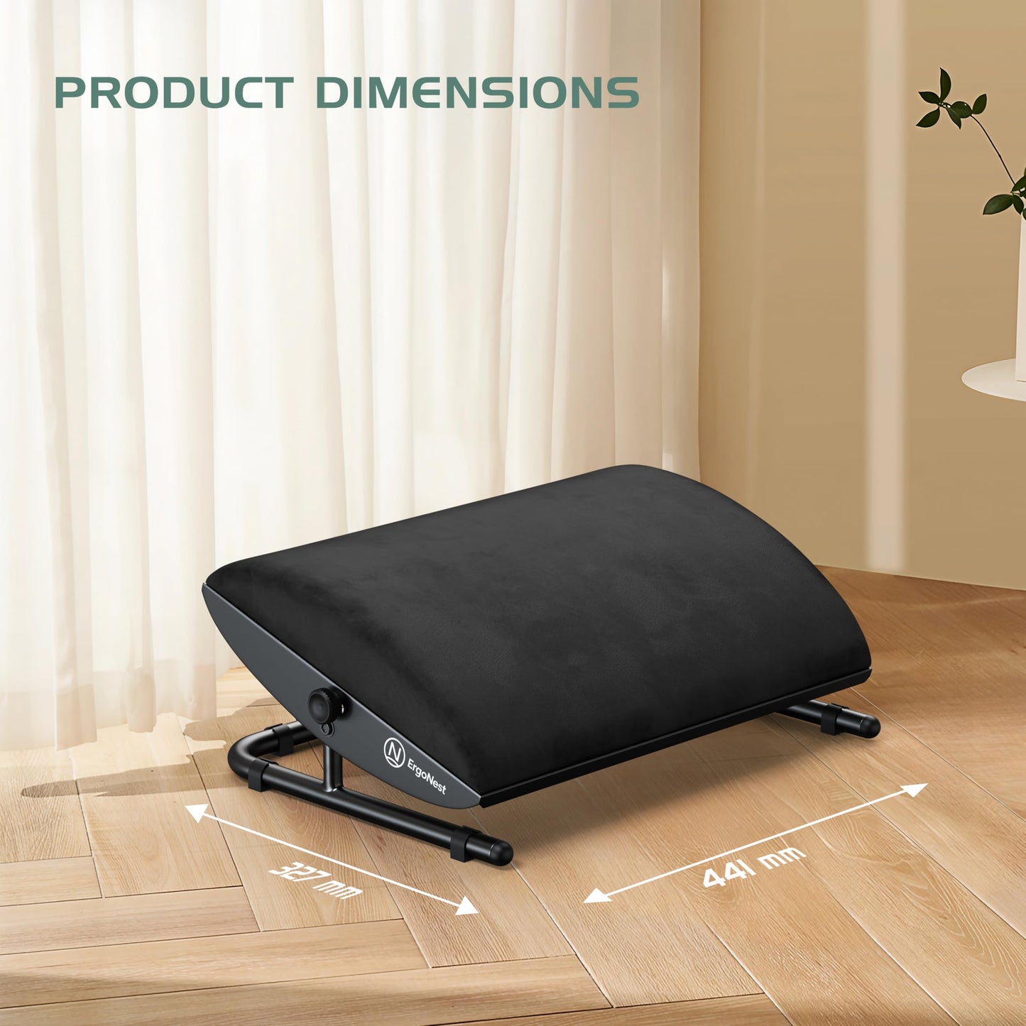 Under Desk Foot Rest – Adjustable Ergonomic Foot Rest with Steel Frame & Memory Foam Cushion, Soft Velour Finish for Superior Comfort, Designed to Improve Posture & Relieve Leg Pressure | ErgoNest™