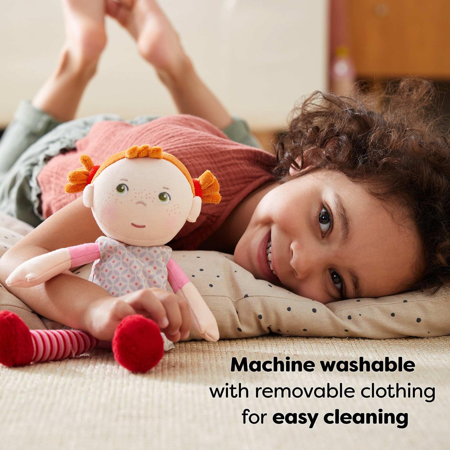 HABA Snug-up Roya – Soft Baby Doll with Red Hair & Embroidered Face, Washable First Baby Doll