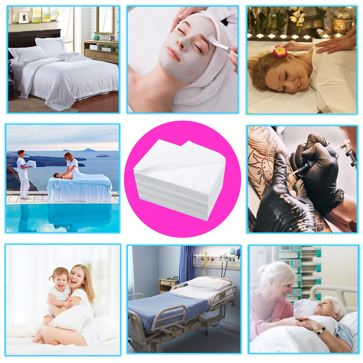 600 Pcs Disposable Bed Sheets for Massage Table 31" x 71" Massage Table Sheet Soft Non Woven Bed Cover Breathable for SPA Massage Beauty Tattoos (600 Count)
