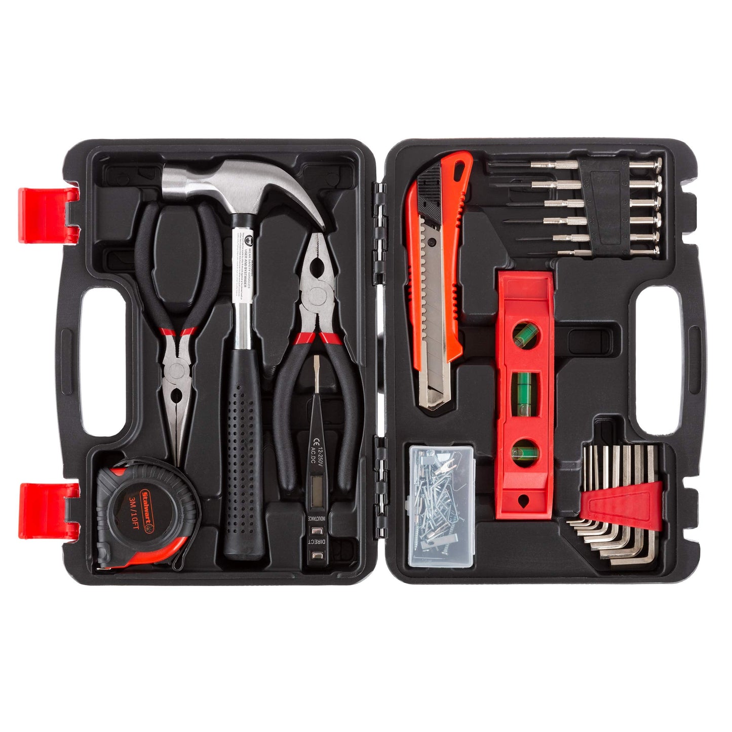 Tool Kit - 102 Heat-Treated Pieces with Carrying Case - Essential Steel Hand Tool and Basic Repair Set for Apartments, Dorm, Homeowners by Stalwart