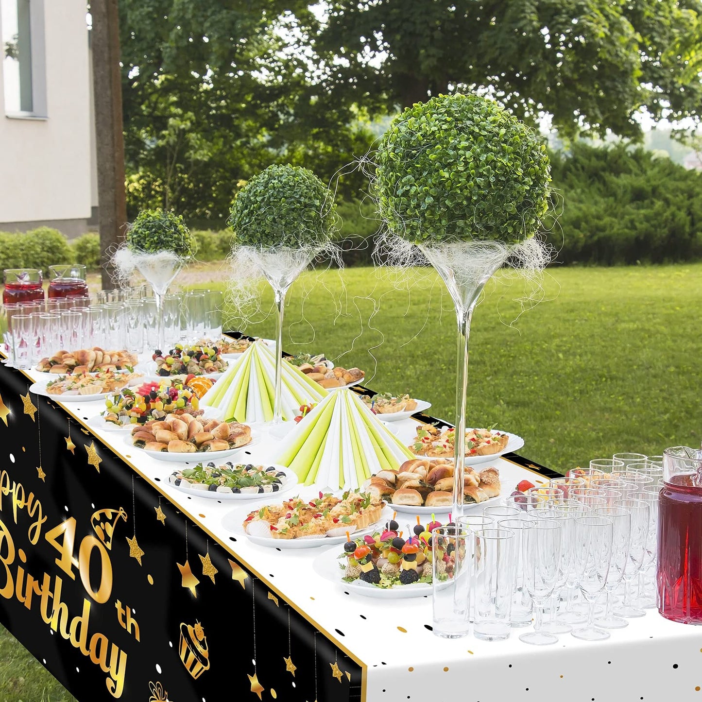 Ruisita 2 Pack Black Gold Table Cloth Cover Happy 40th Birthday Tablecloth Party Tablecloths Rectangular Table Cloth Cover for Indoor or Outdoor Parties Birthdays