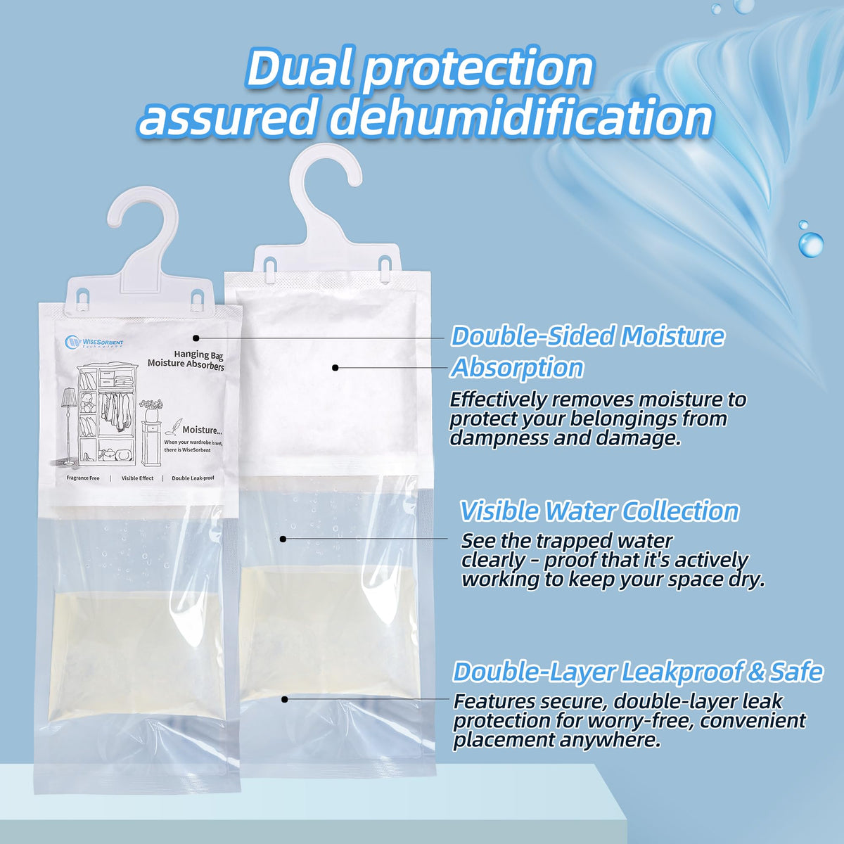 Moisture Absorber Hanging Bags 6 Pack (7.0548 Ounce)