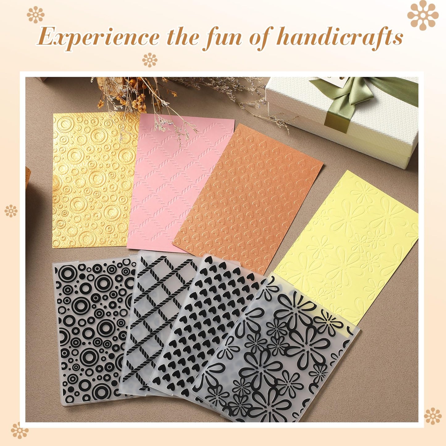 Geiserailie 8 Pcs Embossing Folders 2d/3D Embossing Machine Template Paper Card Folder for DIY Making Flower Scrapbook Photo Album Craft Decoration 5.9 x 4.1/6.9 x 4.9 Inch (Classic Style)