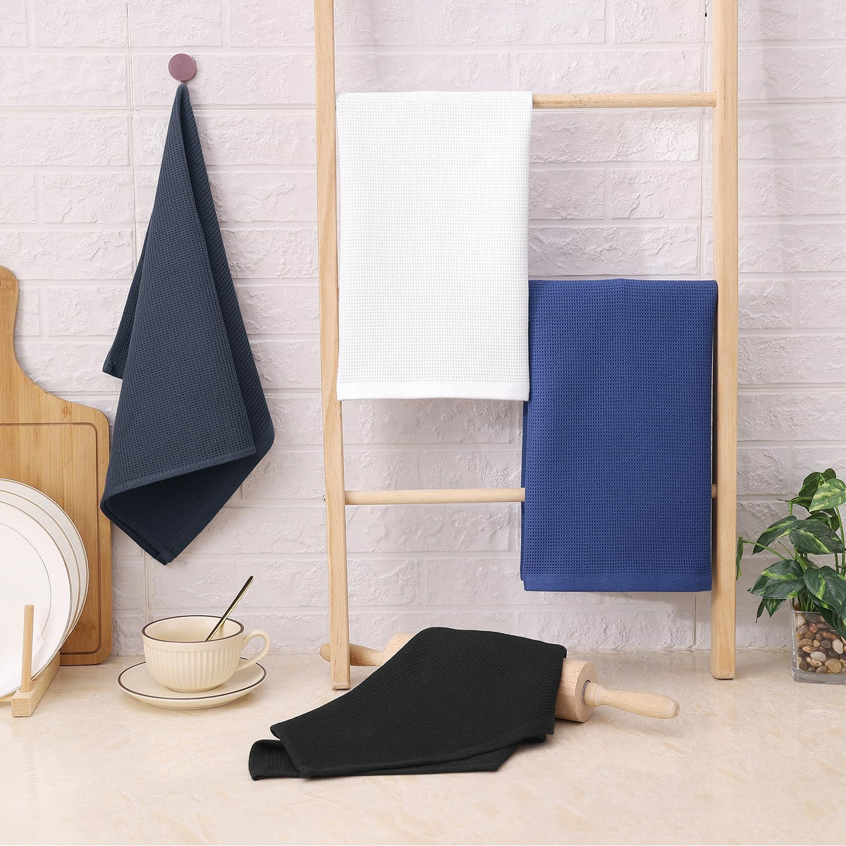 100% Cotton Waffle Weave Kitchen Towels (12 Count)