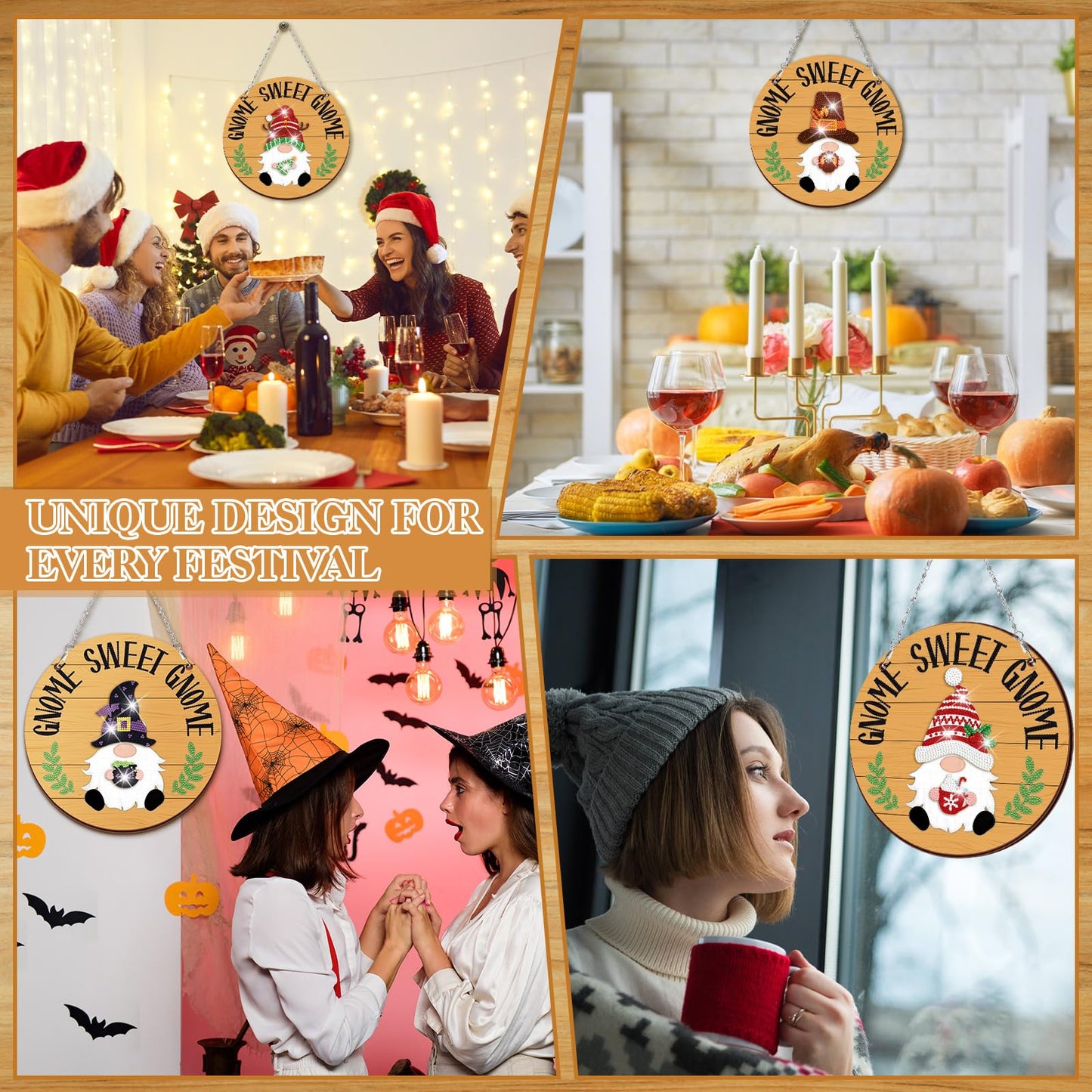 CroBlissful 41 Pcs Interchangeable Iron Gnome Decor DIY Diamond Painting Craft Kit with Magnetic Hats Hands for Seasonal Holiday Decor