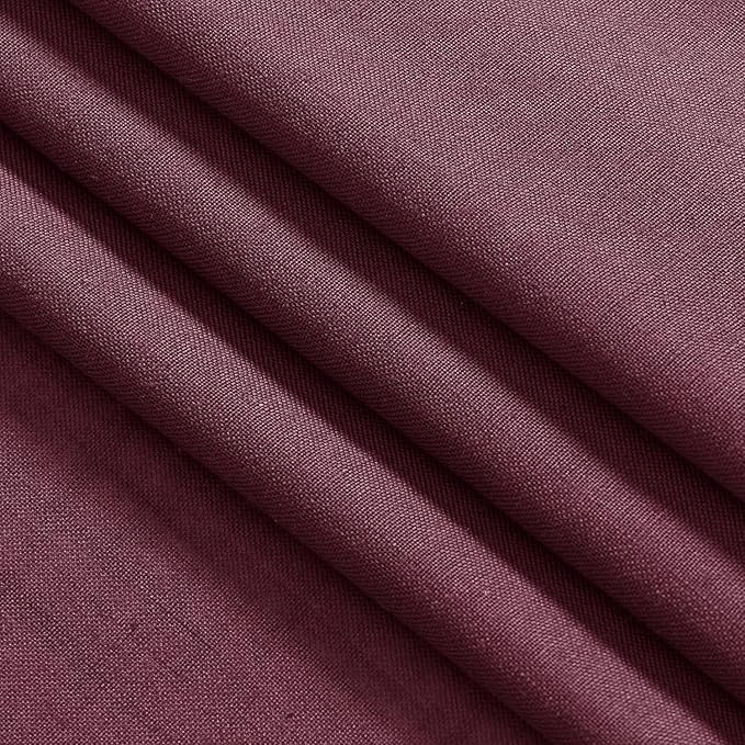 Nanspring Burgundy Linen Curtains 80 Inch Length for Living Room Light Filtering Semi Sheer Curtain Back Tab Vintage Boho Decor Elegant Luxury Drapes for Bedroom Dinner Room 52x80, 2 Panels