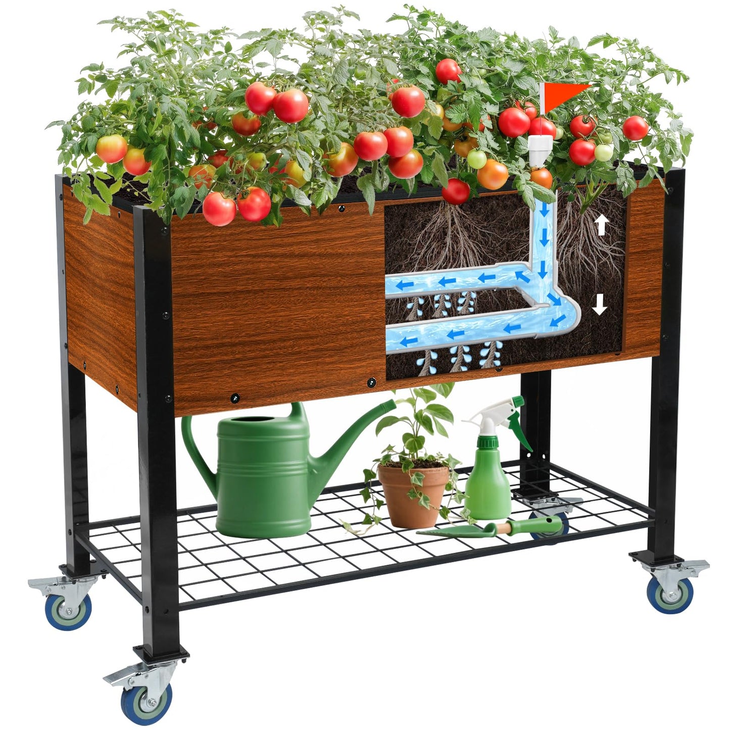 The Home Cult Raised Garden Bed with Legs and Wheels, Self-Watering Planter Box, 36x16x30 in Elevated Raised Bed with Drainage Hole, Built to Withstand Sun, Rain, and Wind for Up to 2 Years