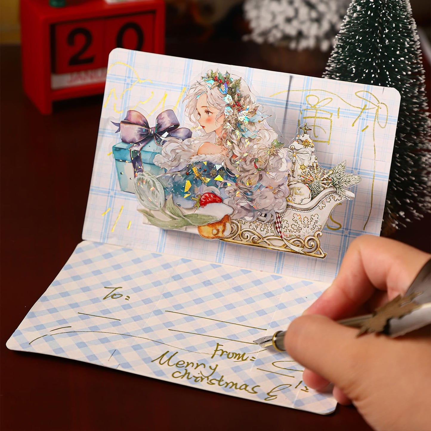 Christmas Aesthetic Girl Stickers - Holiday Decorations for Scrapbook, Journal, Junk Journal - Laser Shell Light Girly Xmas Winter Supplies