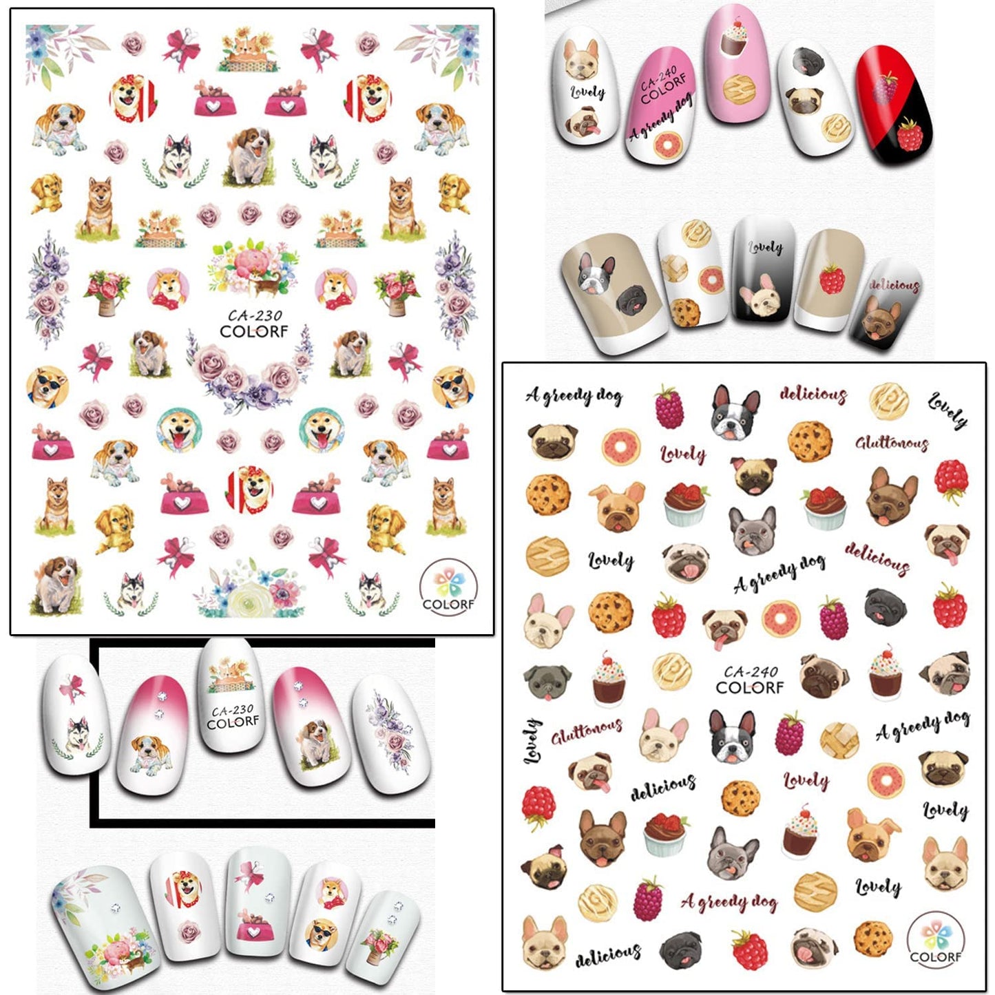 6 Sheets Sexy Girls Nail Stickers and 6 Sheets Dog Nail Stickers