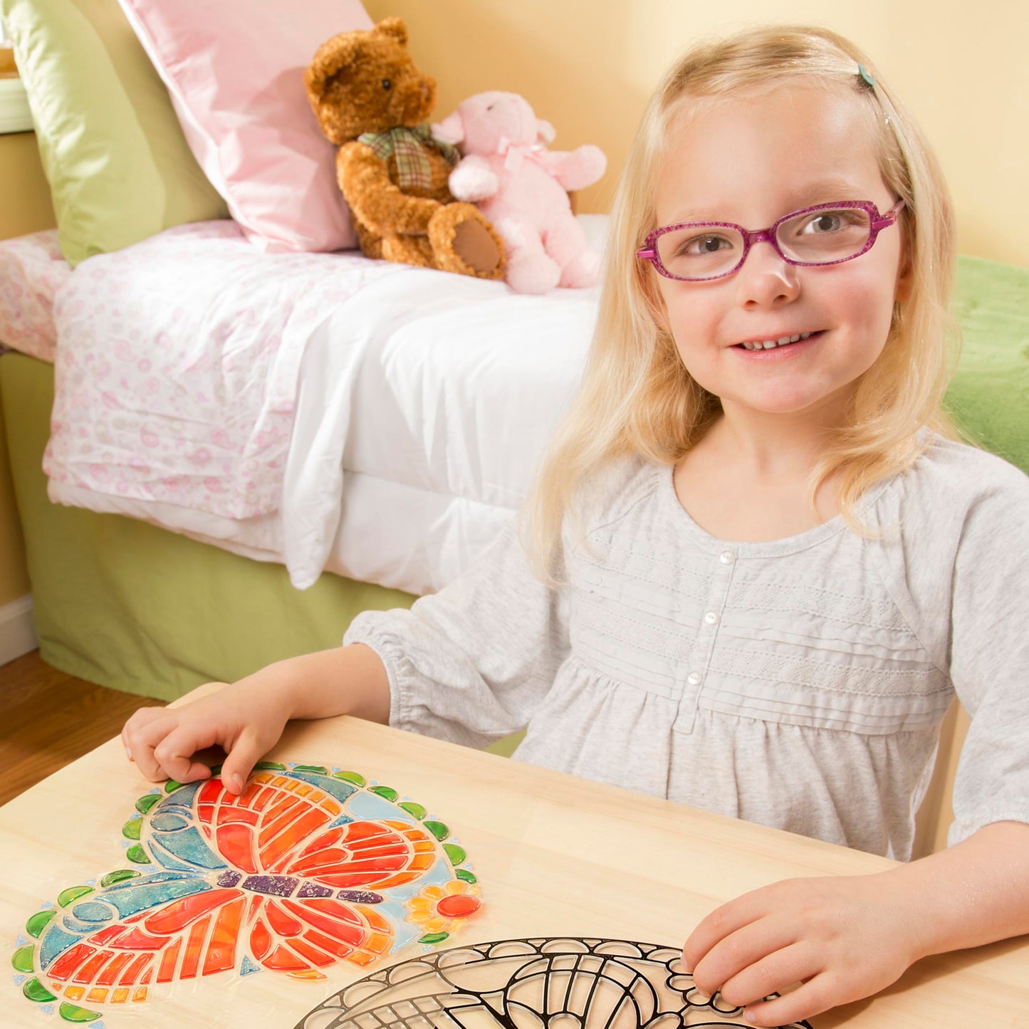 Melissa & Doug Stained Glass Made Easy Activity Kit: Butterfly - 140+ Stickers Kids Sticker Stained Glass Craft Kit; Sun Catchers for Kids Ages 5+