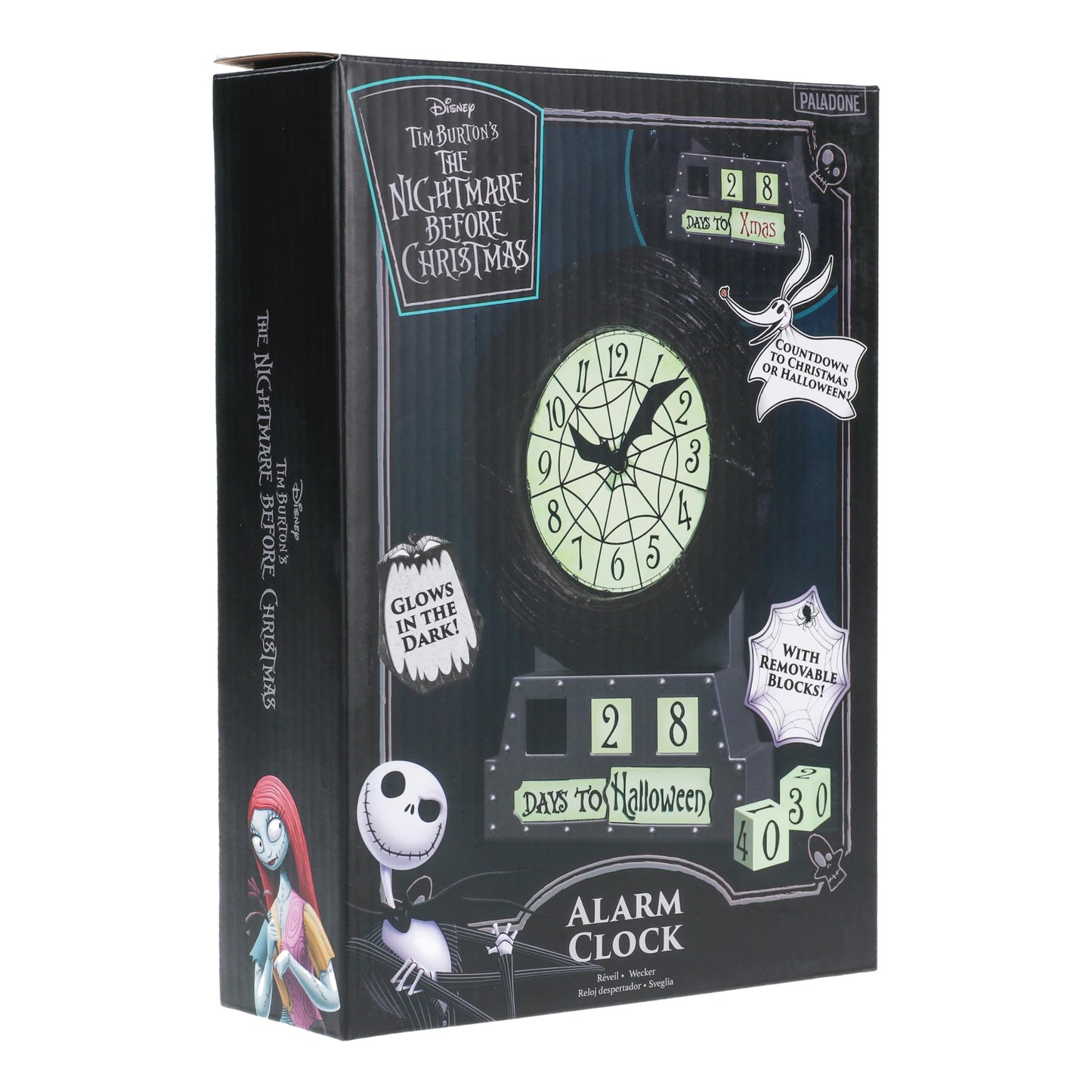 Paladone Nightmare Before Christmas Countdown Alarm Clock - Officially Licensed Disney Merchandise, Glow in The Dark Festive Decoration for Halloween and Christmas, Spooky Home Decor