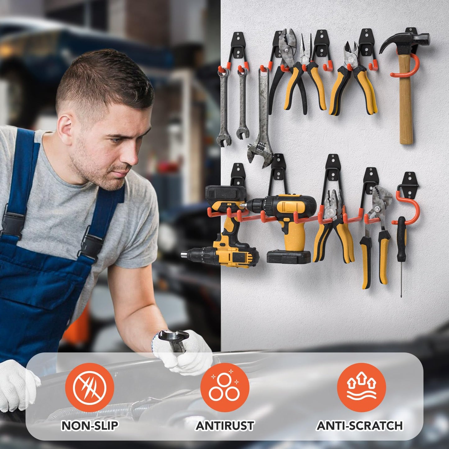 Cpais Garage Hooks with Anti-Slip Coating,Heavy Duty Wall Mount Storage Hooks for Hanging Bike,Hose,Ladder,Yard,Garden Tools (30 Pack Orange)