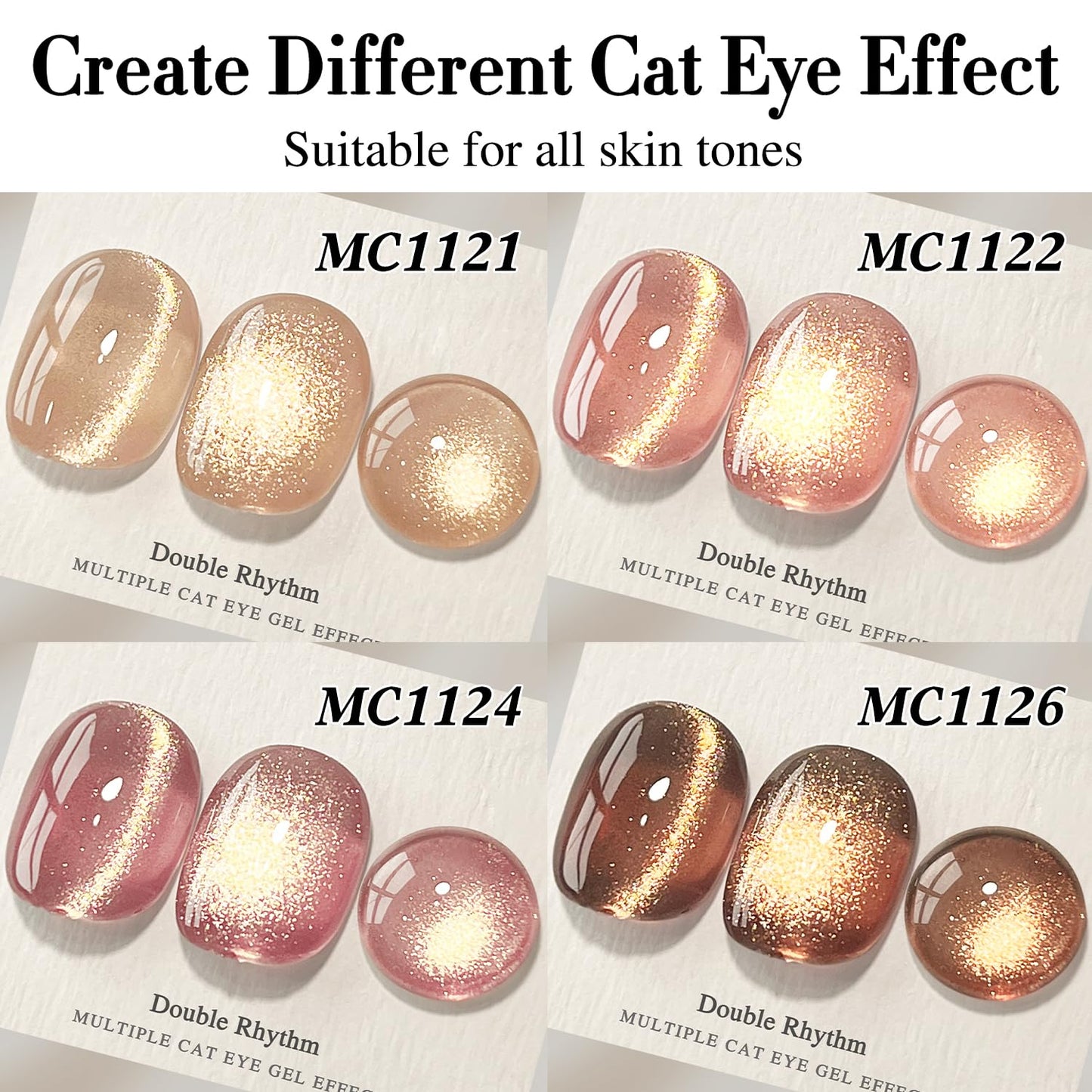 Double Rhythm 6 Colors Cat Eye Gel Polish Set Shimmer Glitter with Magnet Holographic Reflective Magnetic UV Nail Art Kit (6-Kit 42)